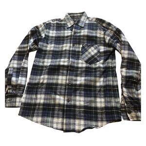 The Vermont Flannel Company Blue and White Plaid Flannel Shirt - Medium